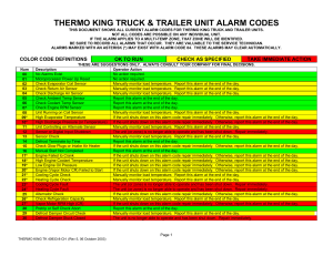 THERMO KING TRUCK & TRAILER UNIT ALARM CODES