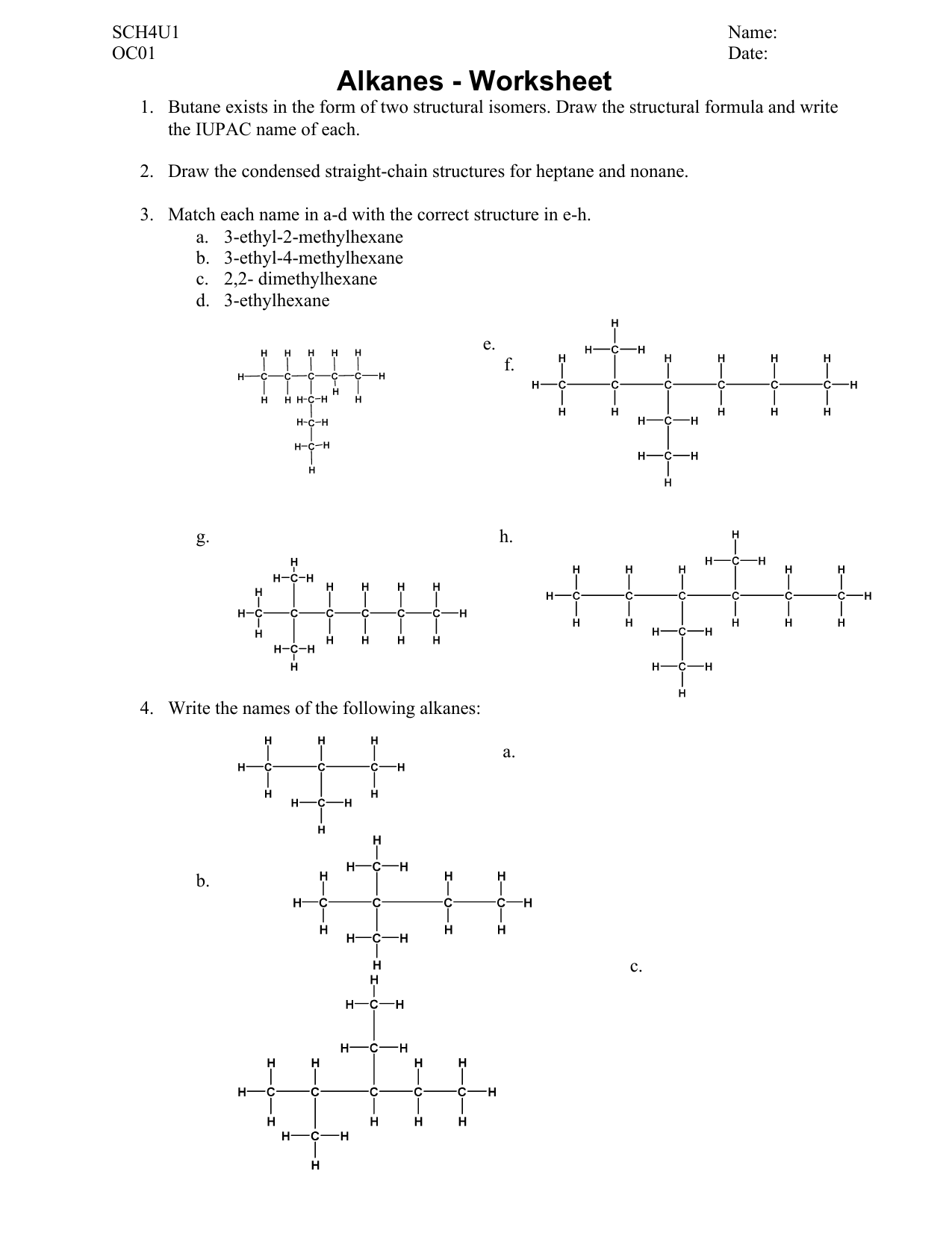 Q01 Alkanes