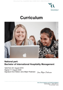 Curriculum BA in International Hospitality Management september 2020 2.0