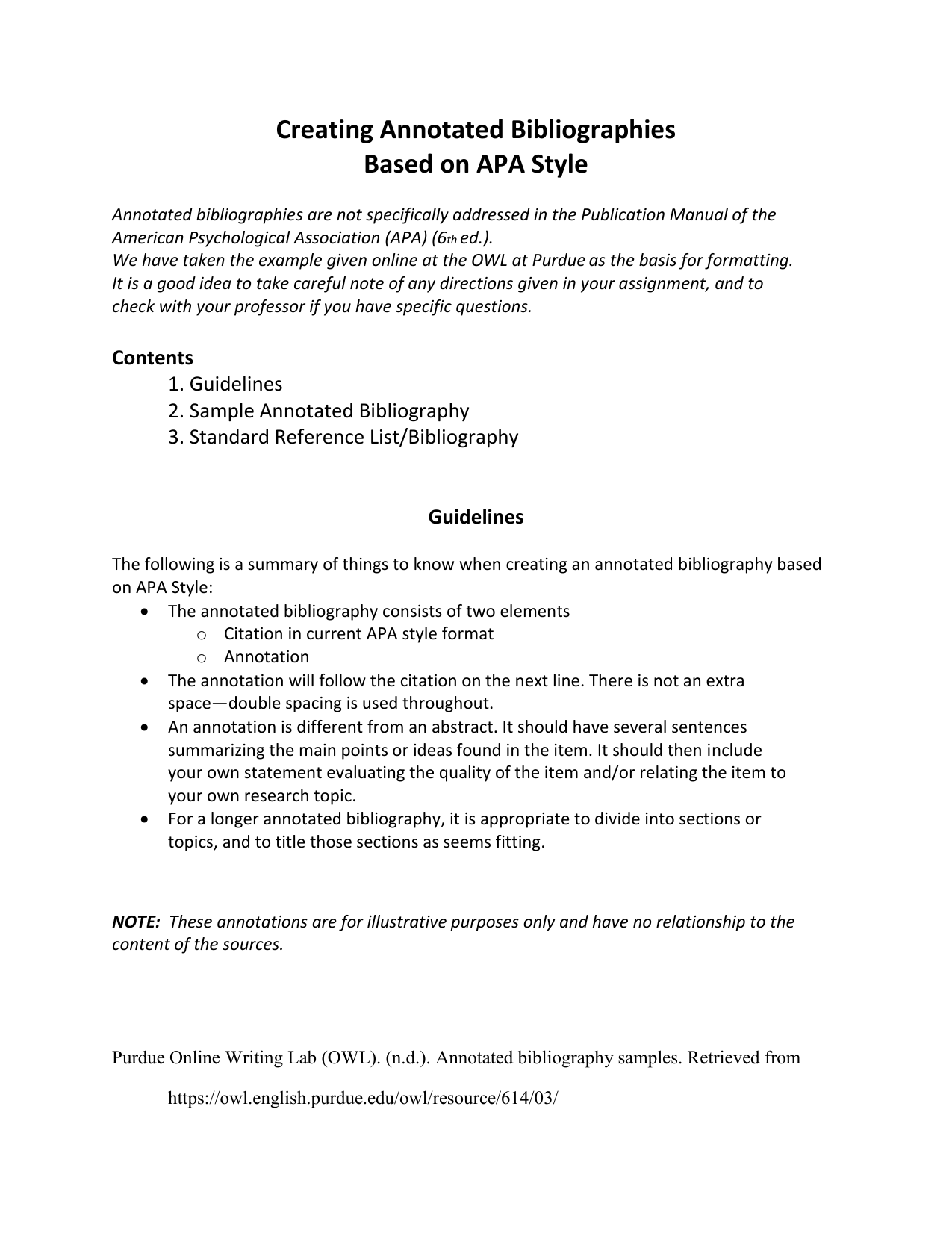 annotated bibliography apa owl purdue