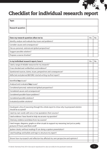 IGCSE Global Perspectives checklist for individual research report