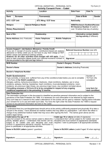 Cadet Consent TG21 form