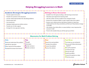 Helping Struggling Learners in Math TipSheet