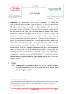 DHCR Telehealth Standard SD-HCO-001-01