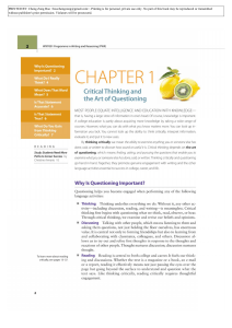 Chapter 1 - Critical Thinking and the Art of Questioning
