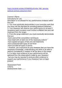 Pedicure skill assessment form
