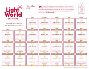 Light the World Calendar 2020