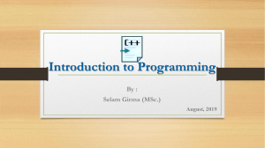 Chapter - 1 - Introdiction to Programming