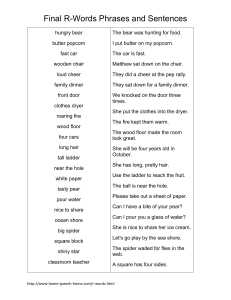 Final R words and sentences