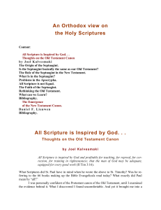 An Orthodox view on the Holy Scriptures