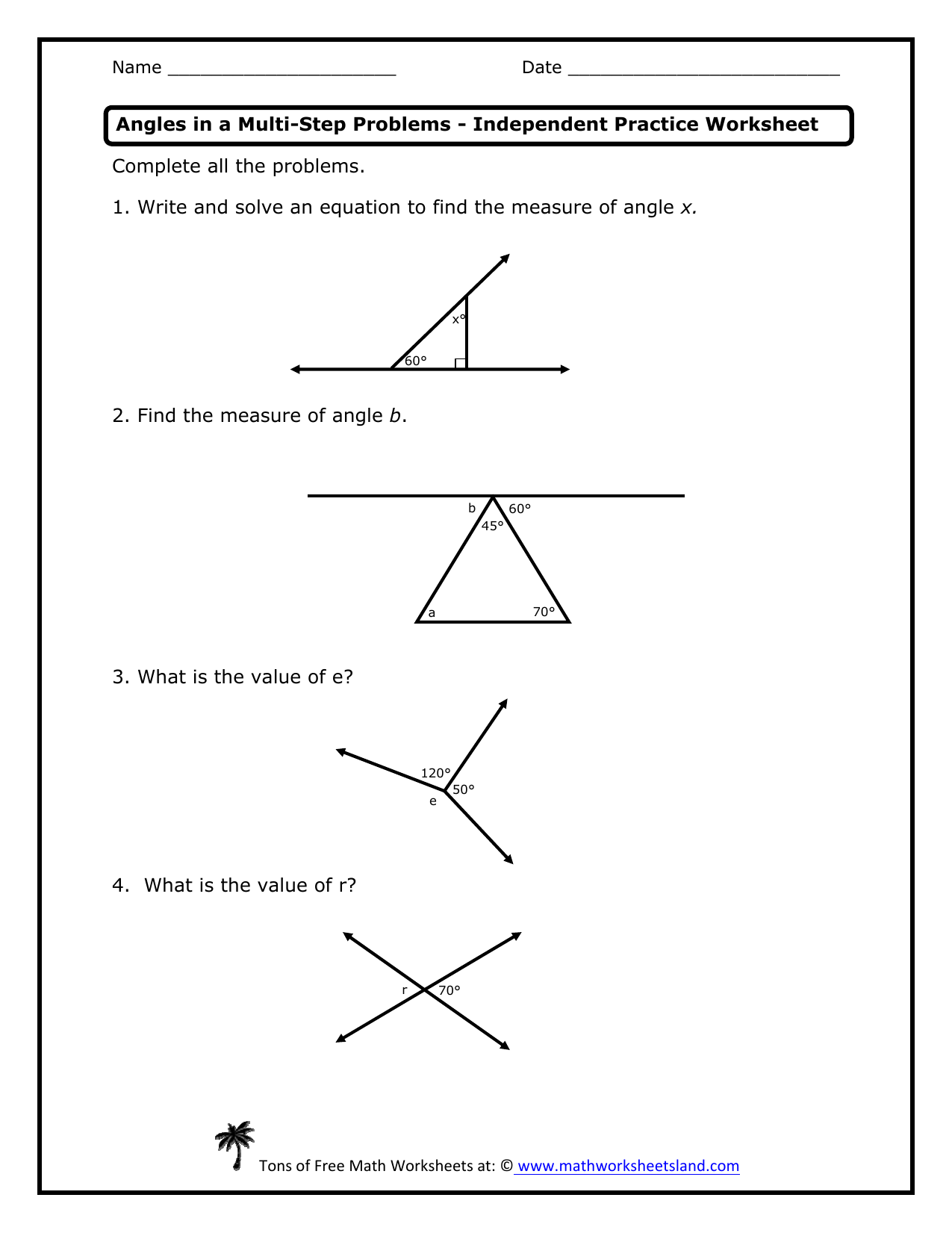 Angles - Practice Pertaining To Finding Angle Measures Worksheet