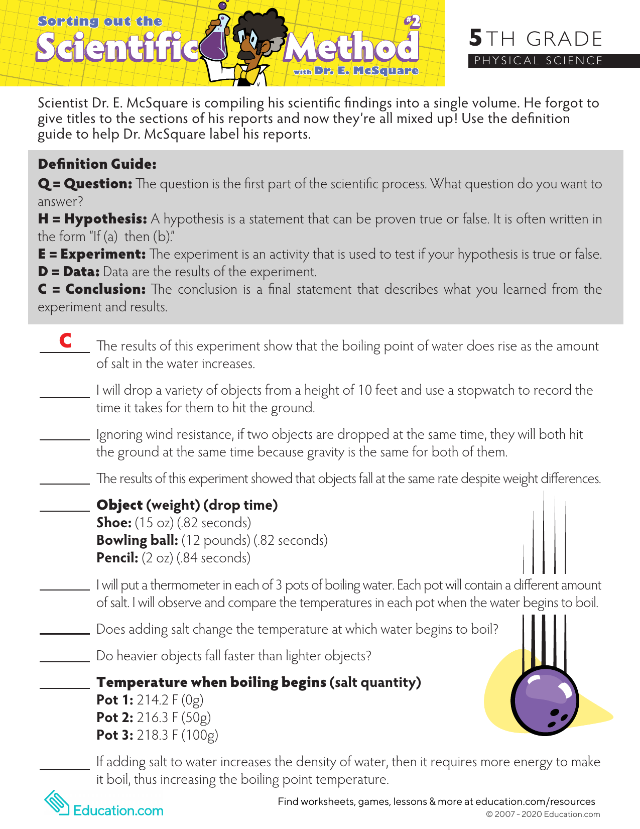 BUNCE scientific-method-11 Regarding Scientific Method Worksheet 5th Grade