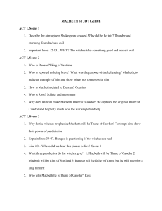 Macbeth Study Guide: Acts I-V Questions & Answers