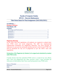 MT131-M131 FTHE Fall 2020-2021