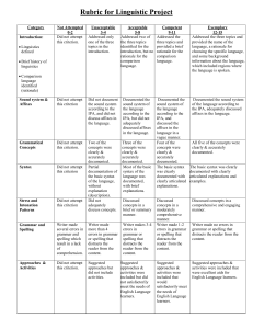 ELL 7 - Rubric for Linguistic Project