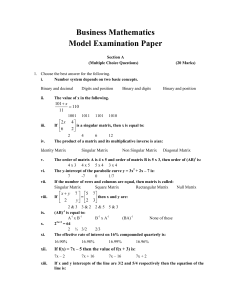 Business Mathematics - Model Paper (2)