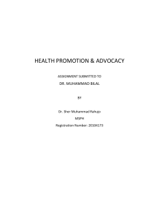 Assignment 1 Fertility rates in health promotion approach