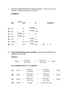 11th January Questions - Redox