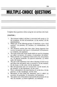 Nutrition Multiple Choice Questions