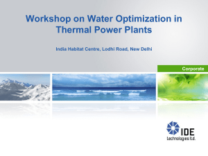 Workshop on Water Optimization in Thermal Power Plants
