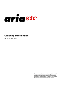 ARIA SOHO Ordering Information
