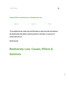 Causes, Effects and Solutions for Biodiversity Loss - E&C
