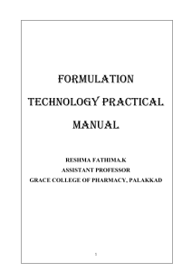 FORMULATION TECHNOLOGY PRACTICAL MANUAL