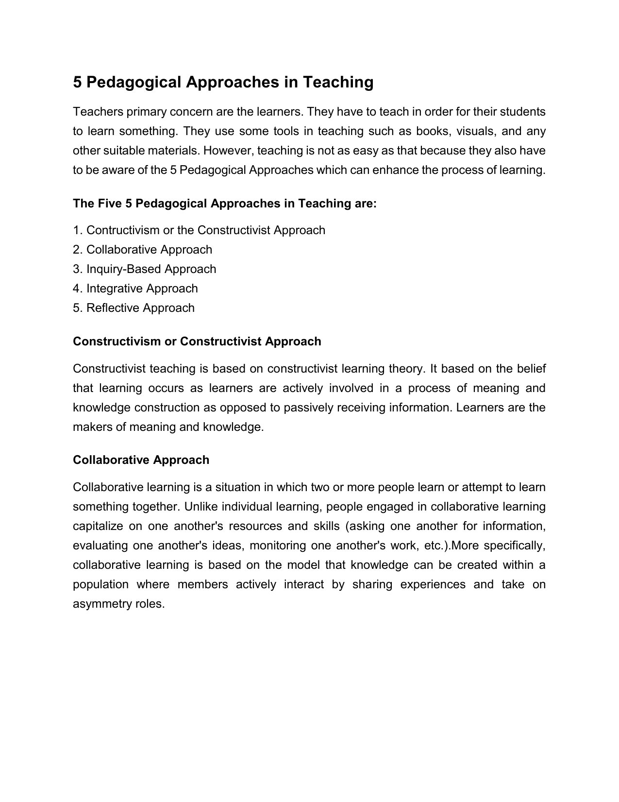 dissertation on teaching approaches