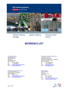 ODS Metering Systems Reference list - Onshore PJT