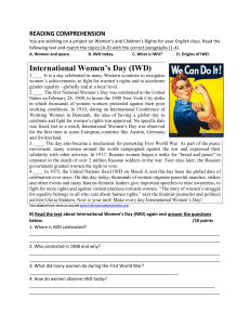 International Women's Day Reading Comp 