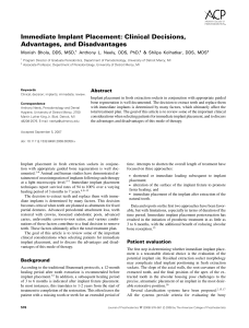 Immediate Implant Placement: Clinical Decisions, Advantages, and Disadvantages (Bhola et al-2008-Journal of Prosthodontics)