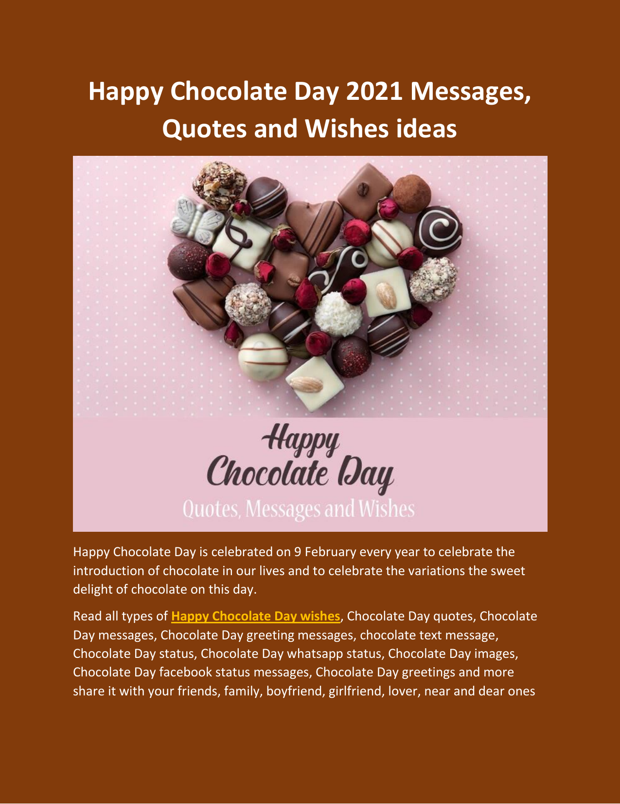 Happy Chocolate Day Wishes Messages Quotes Images