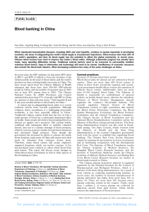 Blood Banking in China: Challenges and Progress