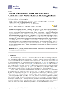 Review of Unmanned Aerial Vehicle Swarm Communication Architectures and Routing Protocols