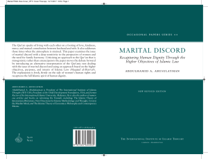 Marital Discord; Recapturing Human Dignity Through the Higher Objectives of Islamic Law