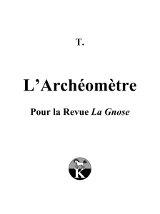 Guenon LArcheometre, pour la Revue La Gnose