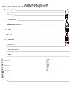 Glencoe Biology Textbook, Chapter 11-DNA & Genes 306-307, 1-14 and 20-24