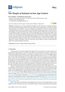 Solomon's Temple in Iron Age Context: Archaeology & Bible