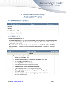 Corporate Reponsibility Audit Work Program