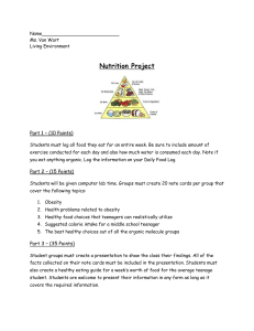 Nutrition Project Requirements