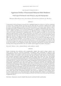 Journal Aggression Profiles of Incarcerated Malaysian Male Murderers