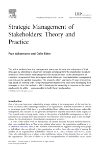 Strategic Management of Stakeholders - Theory and Practice