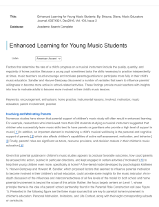 Enhanced Learning for Young Music Students  EBSCOhost