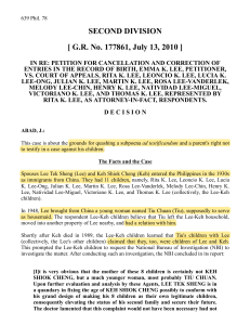 1. Lee vs. Court of Appeals, G.R. No. 177861, July 13, 2010