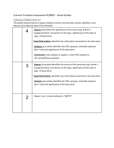 Common Formative Assessment RUBRIC