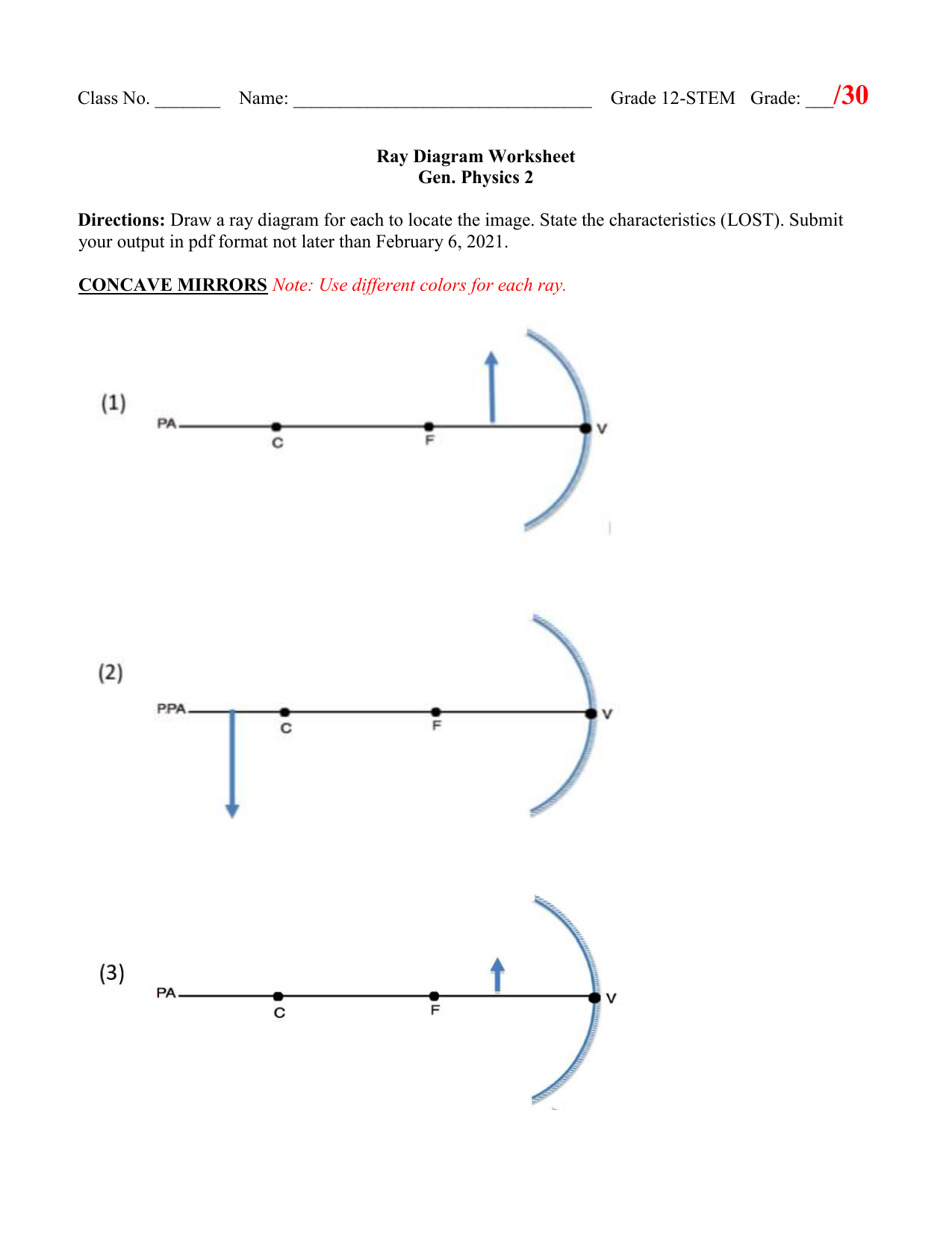 Ray Diagram Worksheet Worksheets For Kindergarten