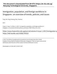 A01 Immigration, Population, and Foreign Workforce in Singapore