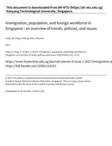 Singapore Immigration, Population & Foreign Workforce