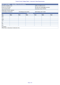 Payroll/Bus Tax Accounting Class Requirements - Summer 2016