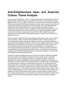 Anti-Enlightenment Ideas and American Culture Theme Analysis